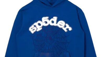Sp5der Logo Print Blue Hoodie