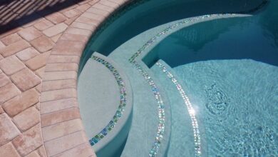 iridescent glass pool tile