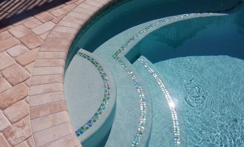 iridescent glass pool tile